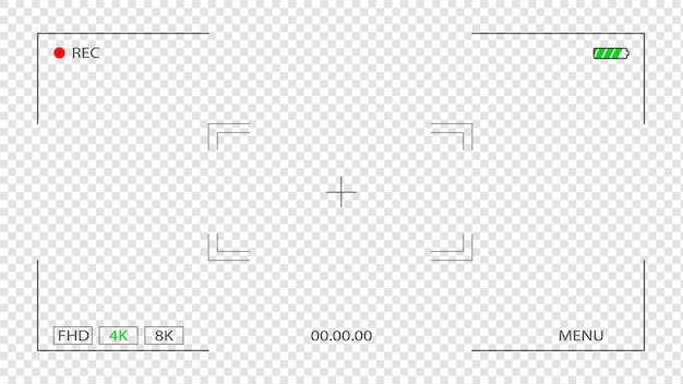 Plantilla de pantalla de grabación de video digital focalizando la pantalla de visualización digital fondo transparente ilustración vectorial