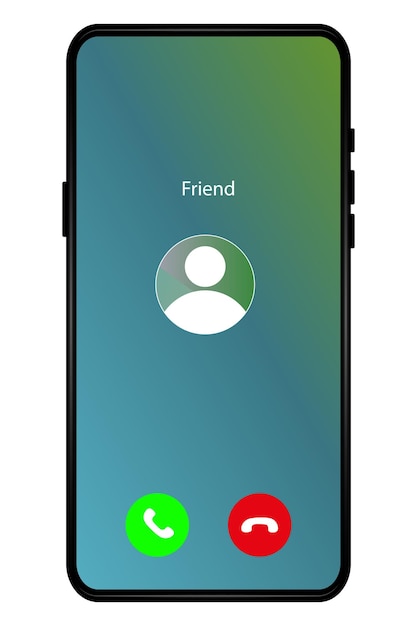 Plantilla de pantalla de llamada móvil interfaz de llamada de teléfono entrante en la pantalla del teléfono inteligente aislado sobre fondo blanco estilo plano ilustración vectorial
