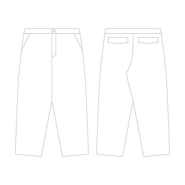 Plantilla pantalones holgados jeans vector ilustración diseño plano contorno colección de ropa