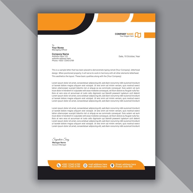 Plantilla de papel de carta amarillo profesional, moderno y corporativo
