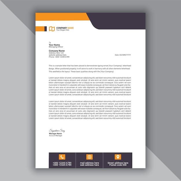 Plantilla de papel de carta amarillo profesional, moderno y corporativo