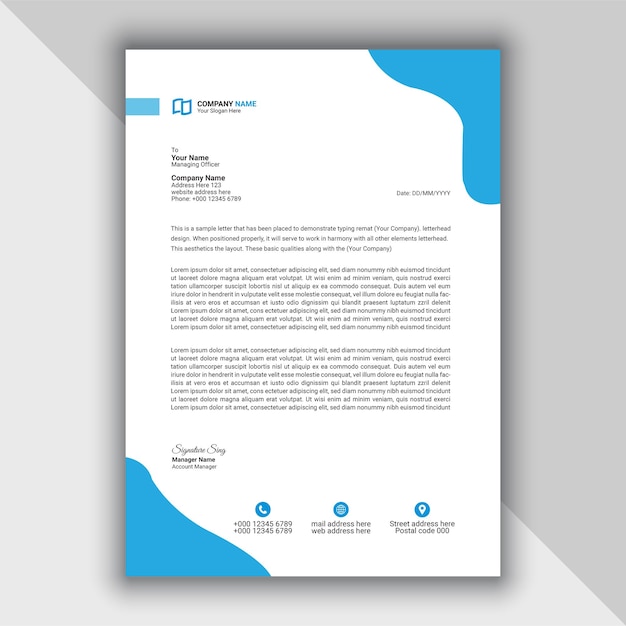 Plantilla de papel de carta corporativa profesional, moderna, sencilla y creativa