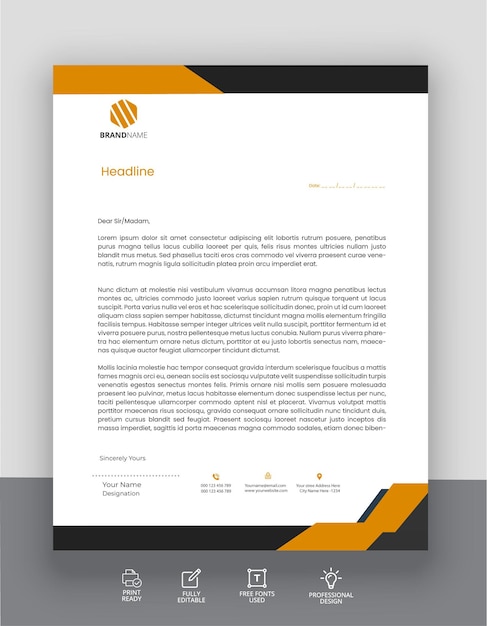 plantilla de papel de carta de una empresa de negocios profesional moderna