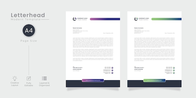 Plantilla de papel de carta para empresas modernas