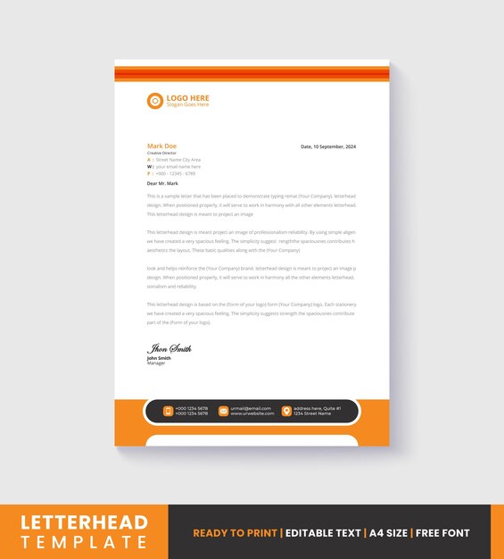 Plantilla de papel de carta para empresas modernas
