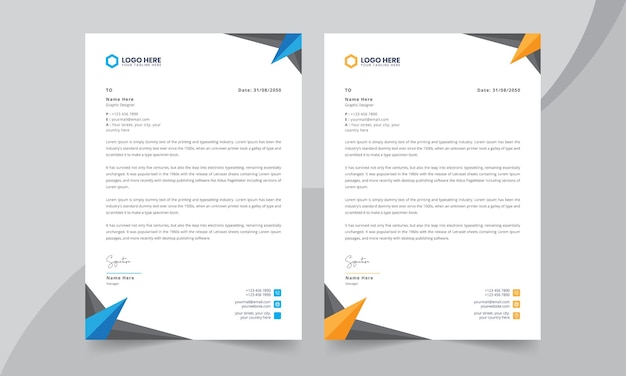 Plantilla de papel de carta para empresas modernas