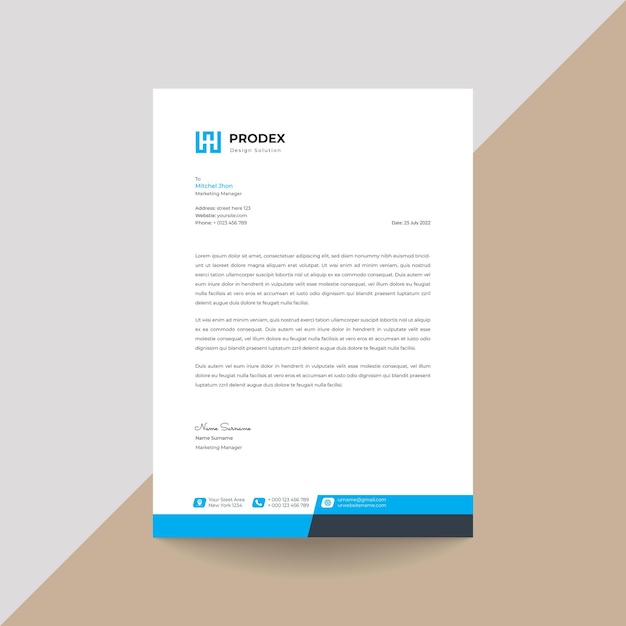 Plantilla de papel de carta para empresas modernas