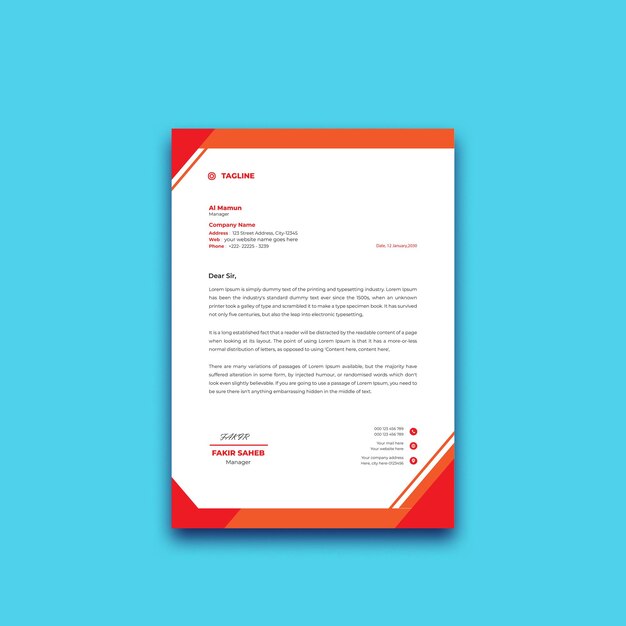 Plantilla de papel de carta para empresas modernas