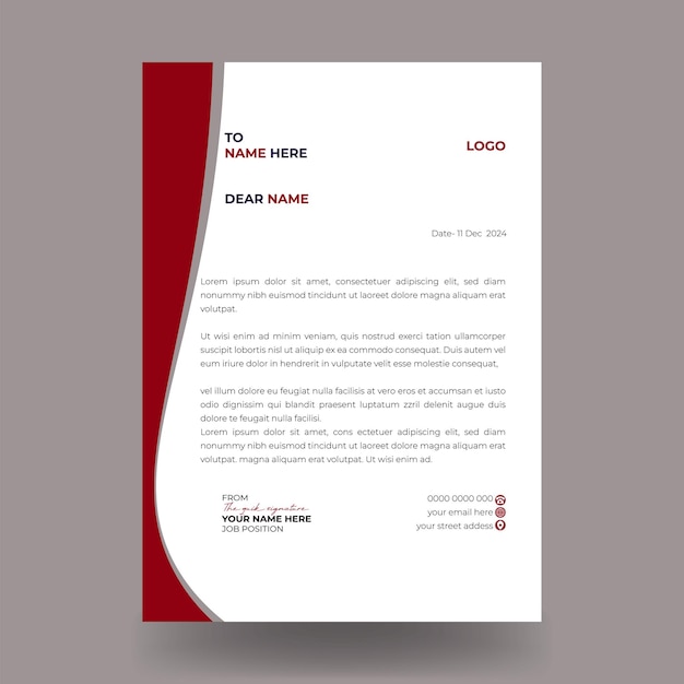 plantilla de papel de carta de negocios y corporativos con papel de carta imprimible en color