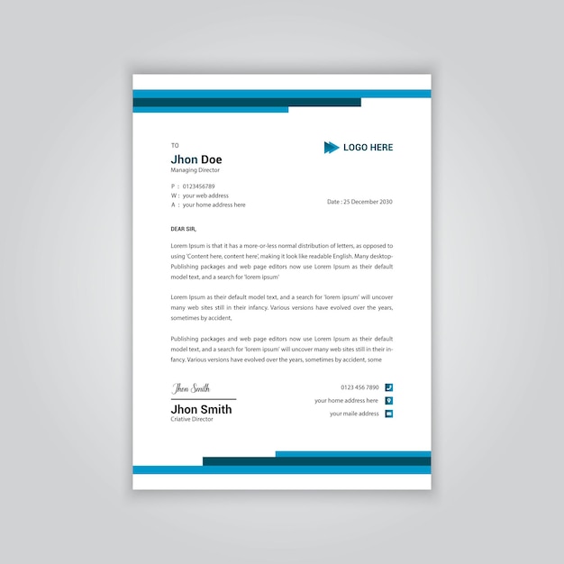 plantilla de papel de carta para negocios y empresas modernas
