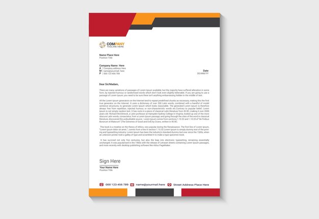 plantilla de papel de carta profesional moderna para negocios y empresas