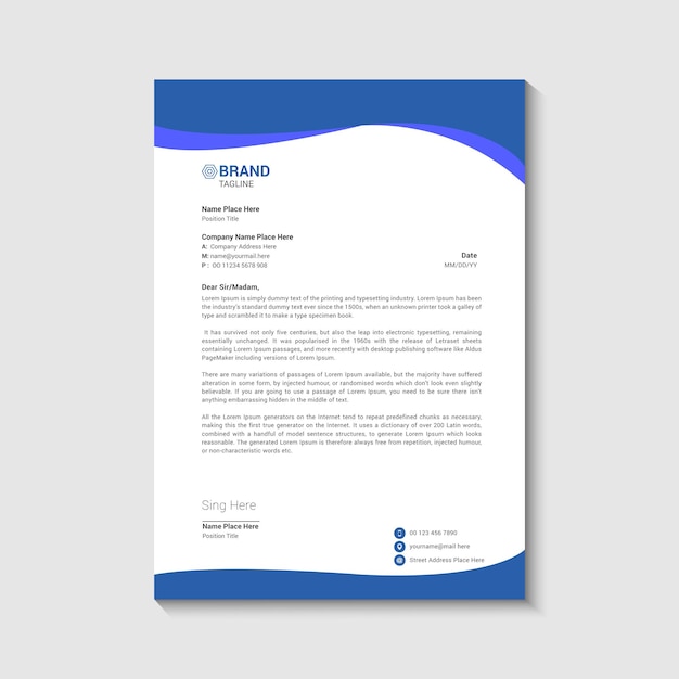 plantilla de papel de carta profesional moderna para negocios y empresas