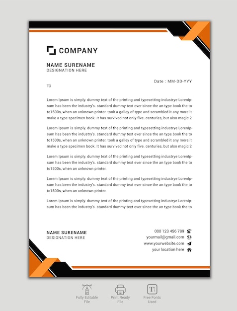plantilla de papel de carta profesional vectorial moderno y corporativo