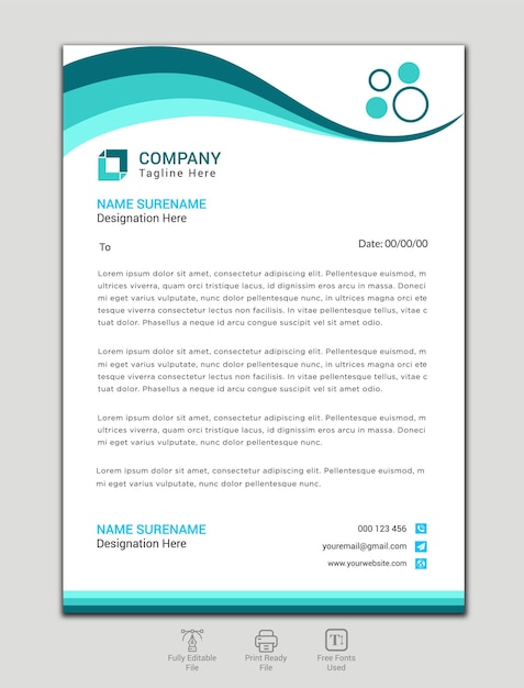 plantilla de papel de carta profesional vectorial moderno y corporativo