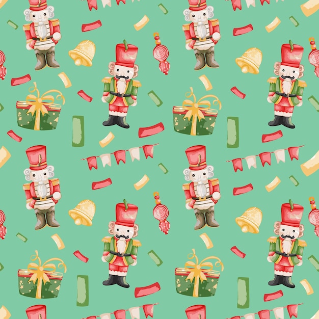 Plantilla de papel de regalo de fondo de patrón de Navidad transparente de cascanueces Fondo de Navidad