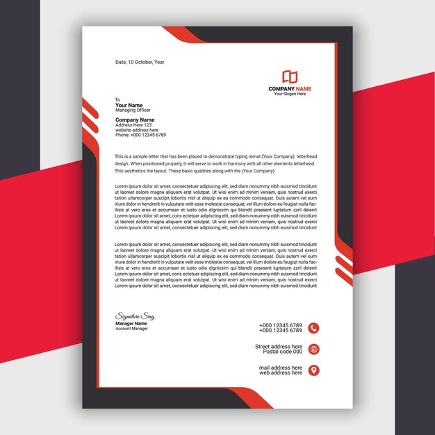 Plantilla de papel rojo profesional, moderno y corporativo