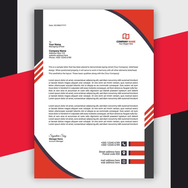 Plantilla de papel rojo profesional, moderno y corporativo