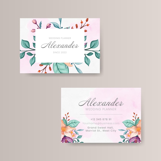 Vector plantilla de papeles y tarjetas de boda de estampado floral en acuarela