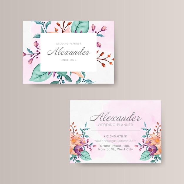 Vector plantilla de papeles y tarjetas de boda de estampado floral en acuarela