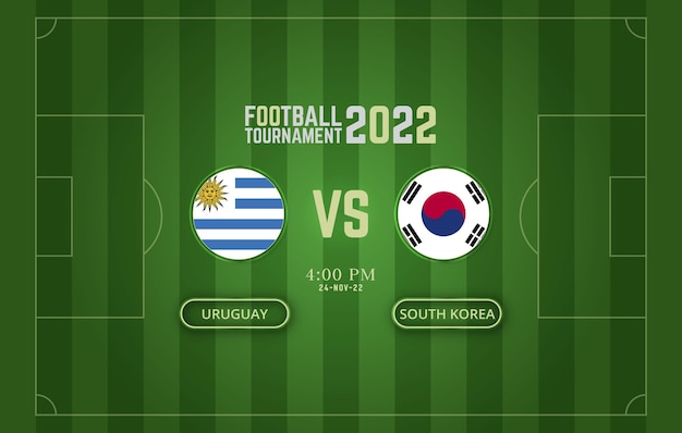 Plantilla de partido de fútbol de la copa mundial de la fifa 2022 uruguay vs corea del sur