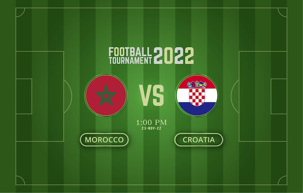 Plantilla de partido de fútbol de marruecos vs croacia de la copa mundial de la fifa 2022