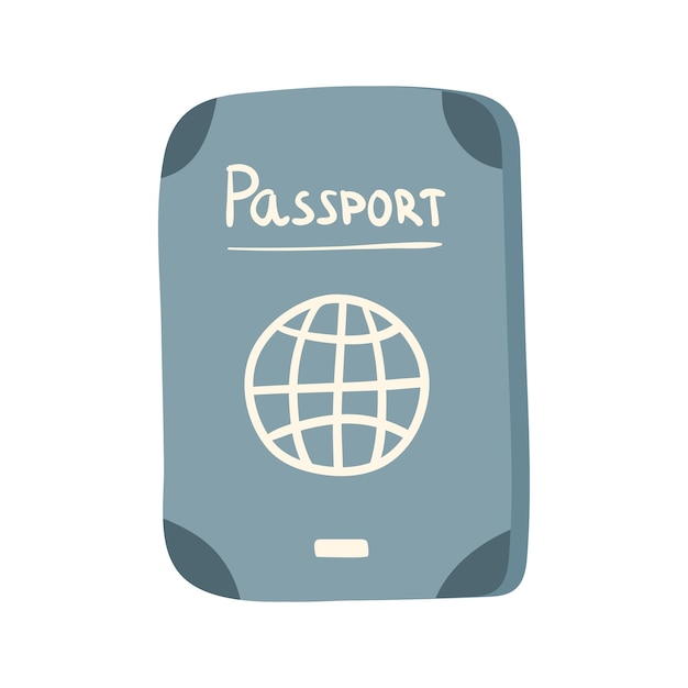 Vector plantilla de pasaportes con documento de tarjeta con icono de globo simple concepto de viaje de artículo turístico