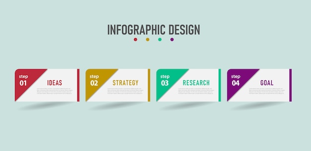 La plantilla de paso de infografía con negocios de diseño se puede utilizar para el flujo de trabajo