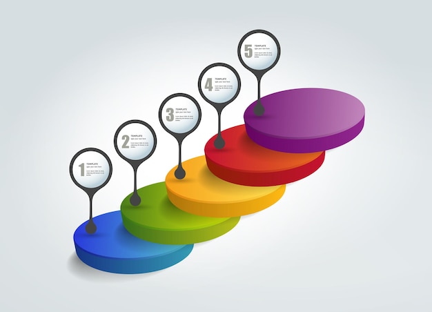 Vector plantilla paso a paso gráfico numerado elemento infográfico