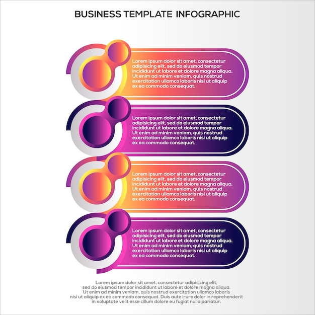 Plantilla de pasos de infografía degradada vector premium