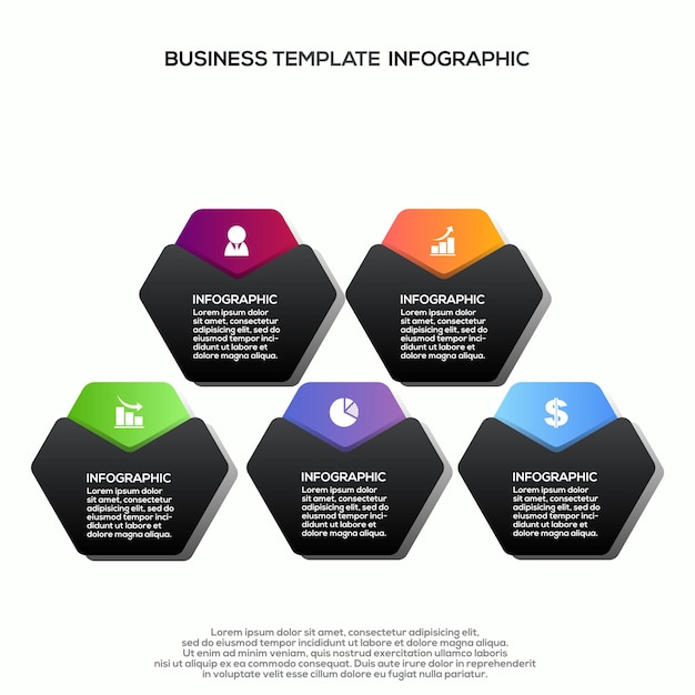 Plantilla de pasos de infografía degradada vector premium