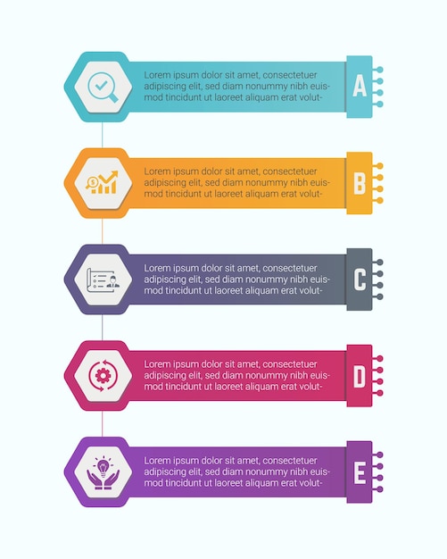 Plantilla de pasos de infografía empresarial con cinco opciones