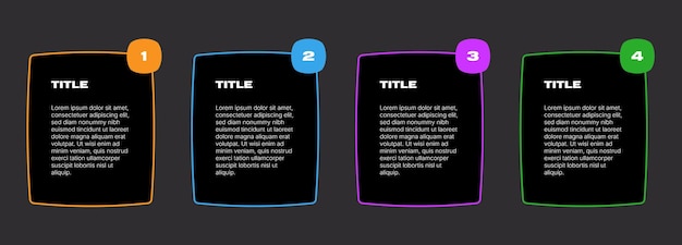 plantilla de pasos infográficos de modo oscuro minimalista
