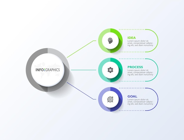Plantilla de pasos o opciones de infografía de diagrama circular
