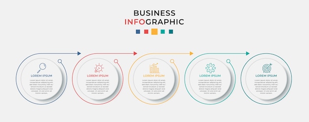 Plantilla de pasos o opciones de infografía empresarial