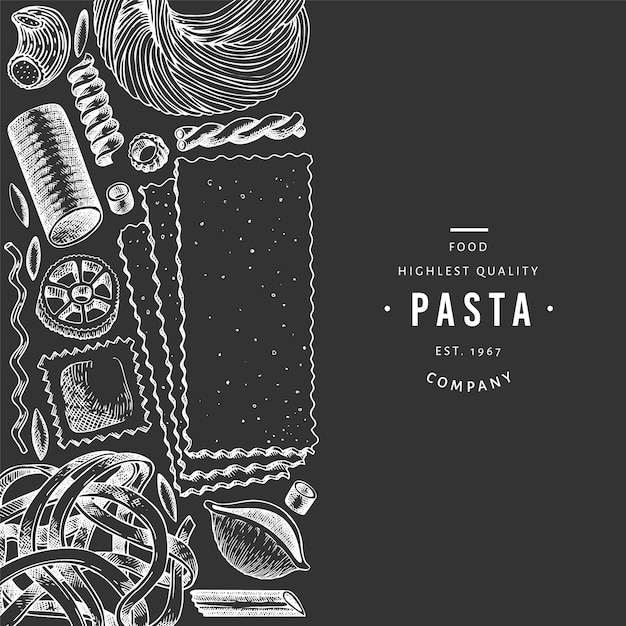 Vector plantilla de pasta italiana en blanco y negro.