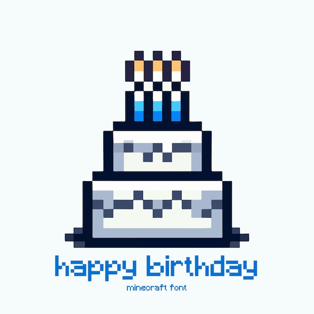 plantilla de pastel de cumpleaños en estilo pixel art