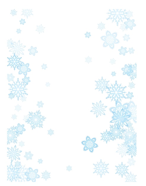Vector plantilla de patrón de borde de tarjeta de año nuevo con elementos de copo de nieve simples aislados