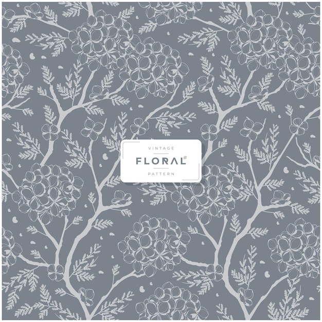 Plantilla de patrón floral incoloro vintage