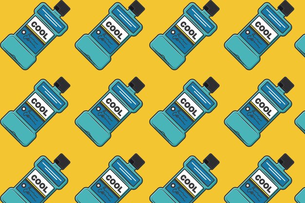 Plantilla de patrón de ilustración de ambientador bucal para erradicar las bacterias del mal aliento sobre un fondo amarillo