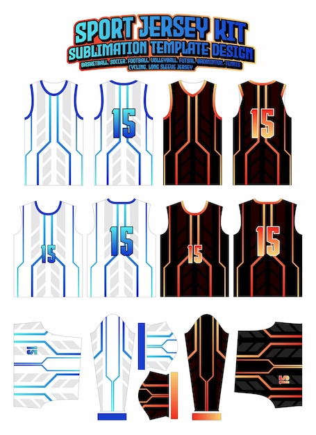 Vector plantilla de patrón de ropa deportiva con diseño de jersey degradado deportivo techno