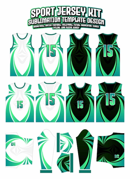 Plantilla de patrón de ropa deportiva de diseño de jersey de llamas verdes de remolino