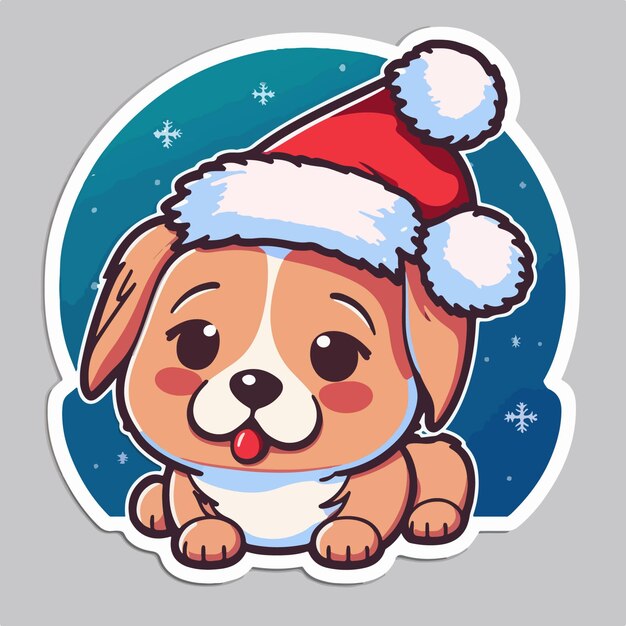 Plantilla de pegatina con elementos de pegatinas de cachorro de navidad de perro de navidad Vacaciones de invierno