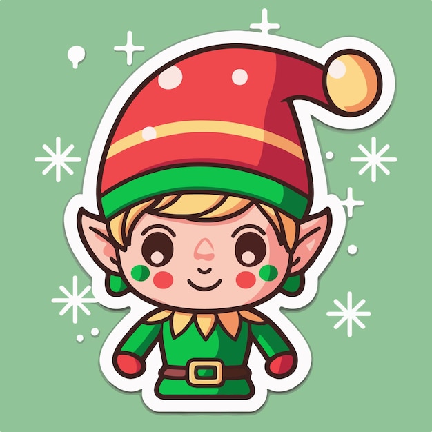 Plantilla de pegatina con elfo de navidad hoja de pegatinas imprimibles de elfo de santa navidad vacaciones de año nuevo