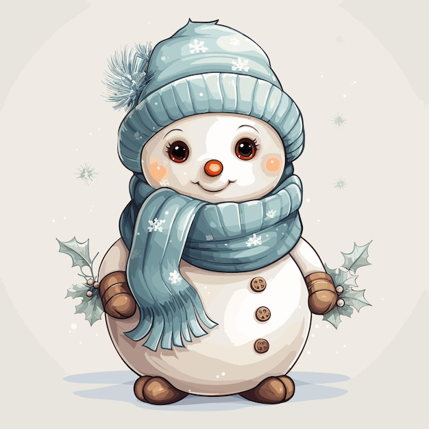 plantilla de pegatina vectorial con personaje de dibujos animados del hombre de nieve aislado