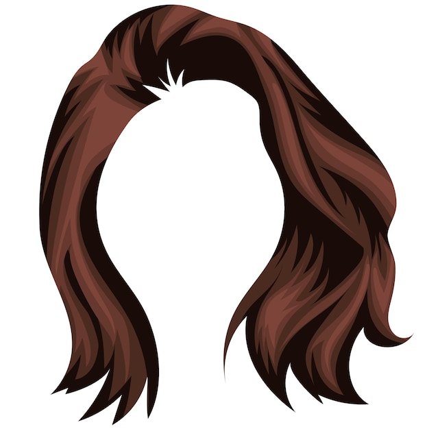 Vector plantilla de peinado marrón femenino corto con cabello separado lateral para personajes femeninos