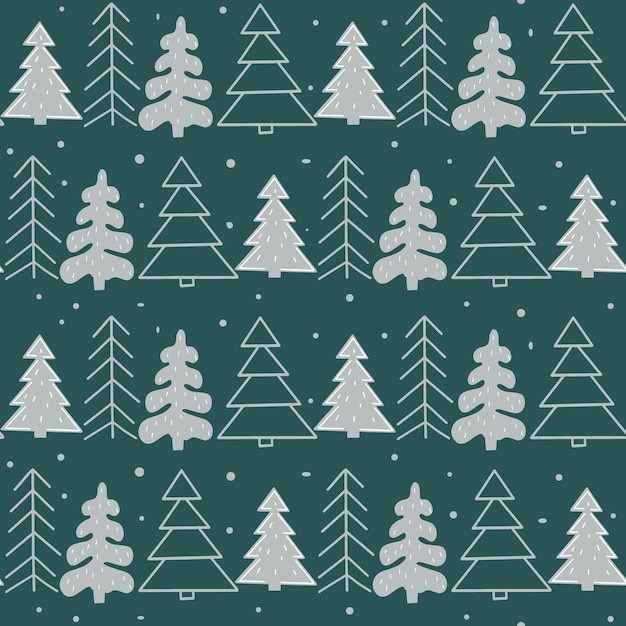 Plantilla perfecta de año nuevo con árboles de Navidad estilizados en el bosque