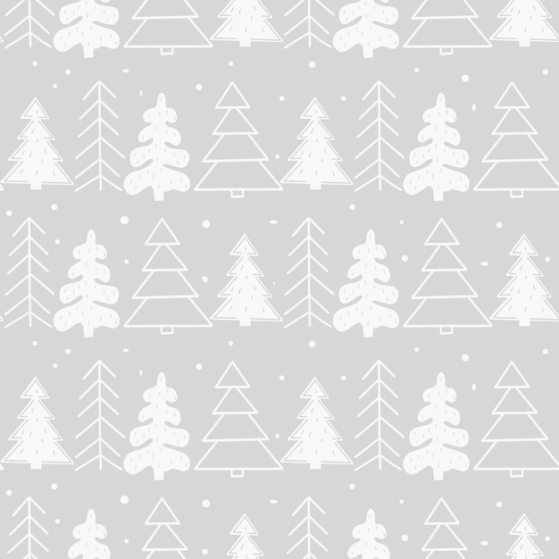 Plantilla perfecta de año nuevo con estilizados árboles de Navidad en el bosque