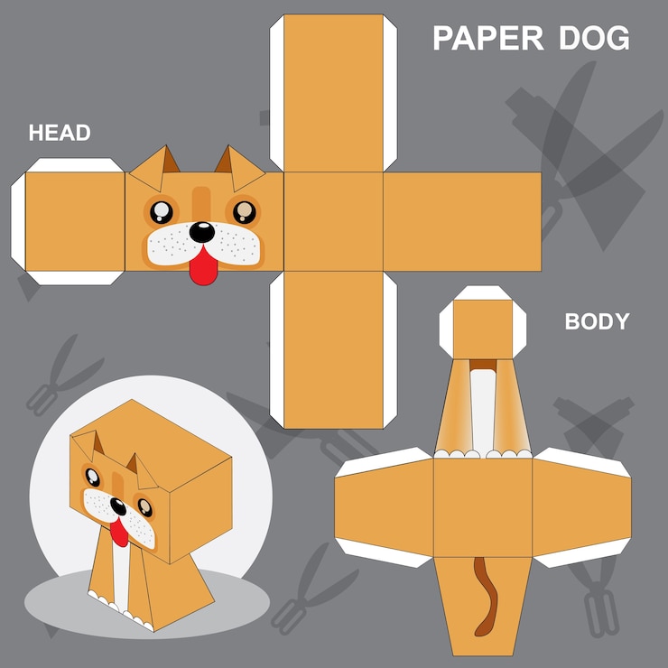 Vector plantilla de perro de papel