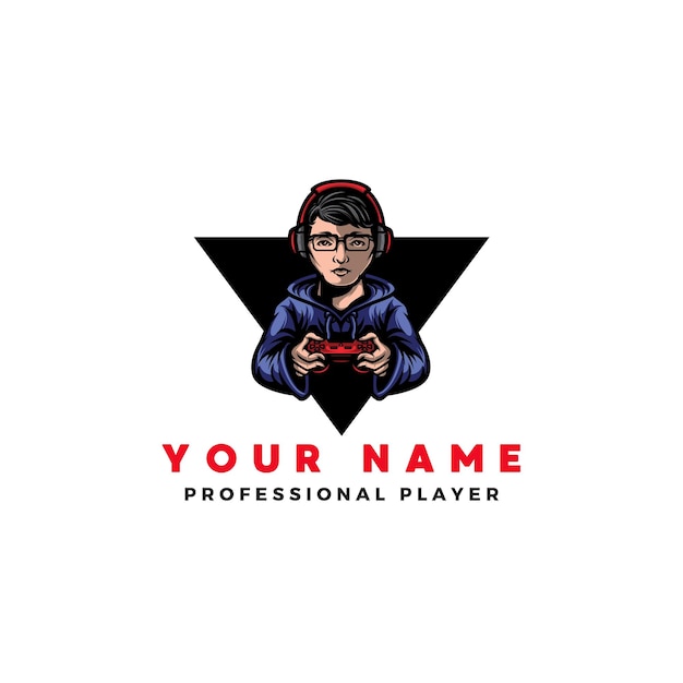 Plantilla de personaje de logotipo de jugador moderno ilustrado