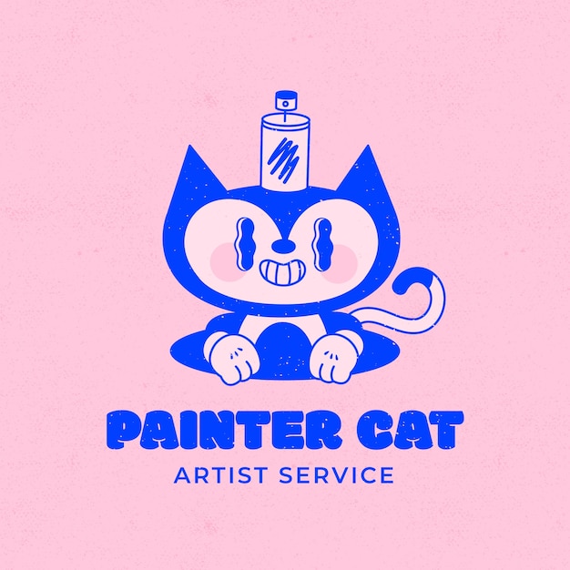 plantilla de pintor de logotipo de dibujos animados retro dibujada a mano